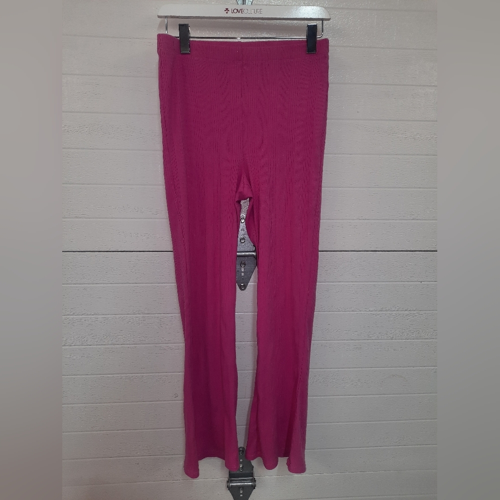 Aerie Pink Ribbed Flare Legging